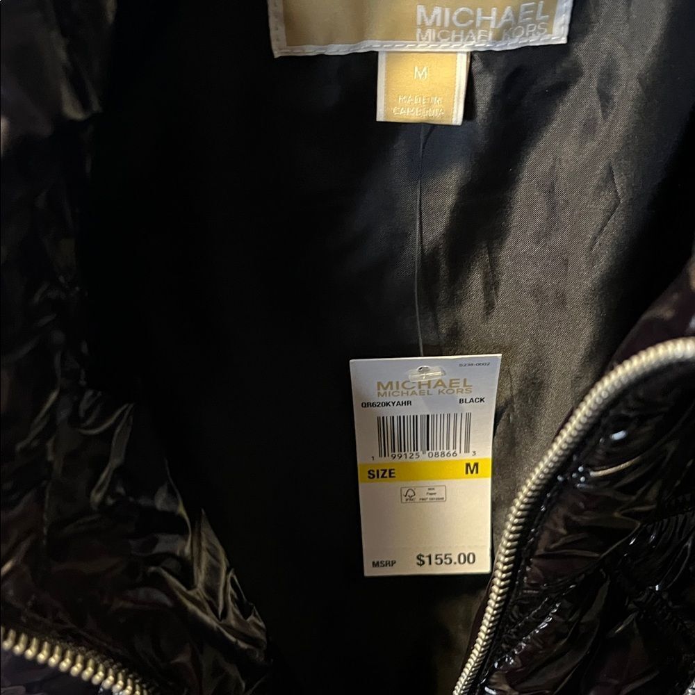 Michael Kors Black ✨ Glossy Diamond-Quilt Puffer Vest –w/  Cinch - Picture 3 of 10
